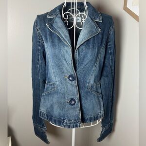 Y2K Old Navy Denim Blazer Jacket Flare Sleeve Size S Cotton VTG